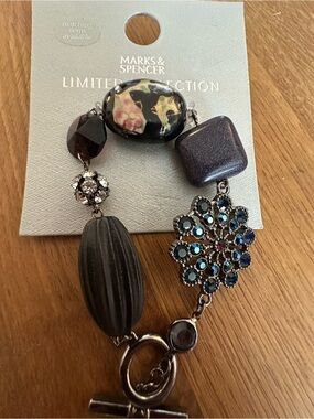 Marks & Spencer Black and Pink Floral Accent Bracelet